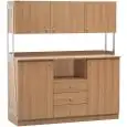 MOBILE DI SERVIZIO DA SALA - MOD. ML3214SSPN - Struttura e pannelli in nobilitato - N. 2 sportelli - N. 3 cassetti - N. 3 pensili + N. 1 vano interno - Dim. cm L 137 x P 48 x h 153
