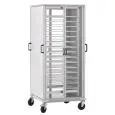CARRELLO PORTAPIATTI ARMADIATO - MOD. CG 1439A - Struttura portante in acciaio plastificato - Telaio in alluminio anodizzato - N. 4 sportelli apribili in plexiglass - N. 10 griglie GN 2/1 - Dim. cm L 75 x P 78 x h 170