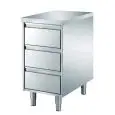 Tavoli cassettiera inox - 3 cassetti GN 1/1 cm 15h - con piano top cm 4