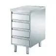 Tavoli cassettiera inox - 4 cassetti - con piano top cm 4