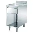 Tavoli cassettiera inox - 1 cassetto - con piano top cm 4 - con alzatina