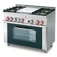 Cucina a gas tuttapiastra + 4 fuochi con forno elettrico multifunzione Allforfood TPFM4/610GEM linea ELLE