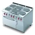 Cucina elettrica 6 piastre tonde con forno elettrico Allforfood CF6/912ETV linea ELLE