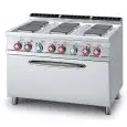 Cucina elettrica 6 piastre quadrate con forno elettrico Allforfood CFQ6/712ET linea ELLE