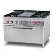 Cucina a gas tuttapiastra + 4 fuochi con forno a gas Allforfood TPF4/912G linea ELLE