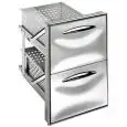 CASSETTIERA INOX 1/2 - Linea ICE - Mod. IC CS12 40 GS - Guida semplice - Angoli arrotondati - Foro banco cm L 44,5 x 60,4 H - Profondità cassetto cm 43,1