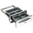 CASSETTO CASSA IN INOX - Linea ICE - Mod. IC CC P40 - Angoli arrotondati - Foro banco cm L 35 x 14 H - Profondità cassetto cm 44,4