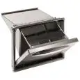 TRAMOGGIA CAFFE' IN INOX - Linea ICE - Mod. IC TRB 35/45 - Angoli arrotondati - Vasca a tenuta stagna per eliminare la defluizione dei residui liquidi - Foro banco cm L 35/44 x 27,3/30,5 H (in base al modello)