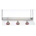 SUPPORTO CON LAMPADE AD INFRAROSSI A SOSPENSIONE - MOD. LAMPADE SOSPENSIONE 95 - SUPPORTO IN LAMIERA D'ACCIAIO INOX - PARAFIATO IN PLEXIGLASS CURVO - INTERRUTTORE DI ACCENSIONE - MODELLI DISPONIBILI CON 2, 3 O 4 LAMPADE - NORMA CE