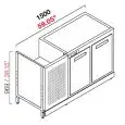 RETROBANCO BAR REFRIGERATO - SEMILAVORATO DA PANNELLARE - MOD. RBBR15063 - ALIMENTAZIONE V 230/50Hz MONOFASE - CON UNITA' CONDENSATRICE INCORPORATA - DIM. Cm L 150 x P 63 x h 96,9