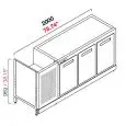 RETROBANCO BAR REFRIGERATO - SEMILAVORATO DA PANNELLARE - MOD. RBBR20055 - ALIMENTAZIONE V 230/50Hz MONOFASE - CON UNITA' CONDENSATRICE INCORPORATA - DIM. Cm L 200 x P 55 x h 96,9