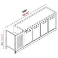 RETROBANCO BAR REFRIGERATO - SEMILAVORATO DA PANNELLARE - MOD. RBBR25063 - ALIMENTAZIONE V 230/50Hz MONOFASE - CON UNITA' CONDENSATRICE INCORPORATA - DIM. Cm L 250 x P 63 x h 96,9