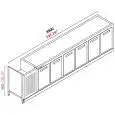 RETROBANCO BAR REFRIGERATO - SEMILAVORATO DA PANNELLARE - MOD. RBBR35063 - ALIMENTAZIONE V 230/50Hz MONOFASE - CON UNITA' CONDENSATRICE INCORPORATA - DIM. Cm L 350 x P 63 x h 96,9