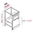 RETROBANCO BAR NEUTRO- SEMILAVORATO DA PANNELLARE - MOD. RBL500TRANTA - STRUTTURA IN METALLO - N. 1 TRAMOGGIA - N. 1 ANTA IN NOBILITATO GRIGIO - DISPONIBILE IN 2 PROFONDITA': cm 55, 63 - DIM Cm L 50 X H 96,9