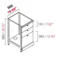 RETROBANCO BAR NEUTRO- SEMILAVORATO DA PANNELLARE - MOD. RBL5002+1CASS - STRUTTURA IN METALLO - N.3 CASSETTI (2 CASSETTI DA 1/3 + 1 CASSETTO DA 2/3) IN NOBILITATO GRIGIO - DISPONIBILE IN 2 PROFONDITA': cm 55, 63 - DIM Cm L 50 X H 96,9