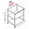 RETROBANCO BAR NEUTRO- SEMILAVORATO DA PANNELLARE - MOD. RBL750GIORNO - STRUTTURA IN METALLO A GIORNO - RIPIANI IN NOBILITATO GRIGIO - DISPONIBILE IN 3 PROFONDITA': cm 40, 55, 63 - DIM Cm L 75 X H 96,9