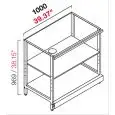 RETROBANCO BAR NEUTRO - SEMILAVORATO DA PANNELLARE - MOD. RBL1000GIORNO - STRUTTURA IN METALLO A GIORNO - RIPIANI IN NOBILITATO GRIGIO - DISPONIBILE IN 3 PROFONDITA': cm 40, 55, 63 - DIM Cm L 100 X H 96,9