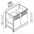 RETROBANCO BAR NEUTRO PER MACCHINA CAFFE' - SEMILAVORATO DA PANNELLARE - MOD. RBL1000MC - STRUTTURA IN METALLO - N. 1 CASSETTO CASSA - N. 1 CASSETTO FONDI - N. 2 ANTE IN NOBILITATO GRIGIO - DISPONIBILE IN 2 PROFONDITA': cm 55, 63 - DIM Cm L 100 X H 96,9