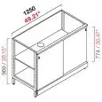 RETROBANCO BAR NEUTRO - SEMILAVORATO DA PANNELLARE - MOD. RBL1250SCORR - STRUTTURA IN METALLO - N. 2 ANTE SCORREVOLI IN NOBILITATO GRIGIO - DISPONIBILE IN 3 PROFONDITA': cm 40, 55, 63 - DIM Cm L 125 X H 96,9