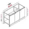 RETROBANCO BAR NEUTRO - SEMILAVORATO DA PANNELLARE - MOD. RBL15003ANTE - STRUTTURA IN METALLO - N. 3 ANTE A BATTENTI IN NOBILITATO GRIGIO - DISPONIBILE IN 3 PROFONDITA': cm 40, 55, 63 - DIM Cm L 150 X H 96,9
