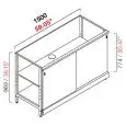 RETROBANCO BAR NEUTRO - SEMILAVORATO DA PANNELLARE - MOD. RBL1500SCORR - STRUTTURA IN METALLO - N. 2 ANTE SCORREVOLI IN NOBILITATO GRIGIO - DISPONIBILE IN 3 PROFONDITA': cm 40, 55, 63 - DIM Cm L 150 X H 96,9