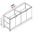 RETROBANCO BAR NEUTRO - SEMILAVORATO DA PANNELLARE - MOD. RBL20004ANTE - STRUTTURA IN METALLO - N. 4 ANTE A BATTENTI IN NOBILITATO GRIGIO - DISPONIBILE IN 3 PROFONDITA': cm 40, 55, 63 - DIM Cm L 200 X H 96,9