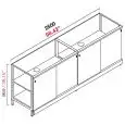 RETROBANCO BAR NEUTRO - SEMILAVORATO DA PANNELLARE - MOD. RBL2500 - STRUTTURA IN METALLO - ANTE SCORREVOLI IN NOBILITATO GRIGIO - DISPONIBILE IN 3 PROFONDITA': cm 40, 55, 63 - DIM Cm L 250 X H 96,9