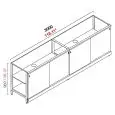 RETROBANCO BAR NEUTRO - SEMILAVORATO DA PANNELLARE - MOD. RBL3000 - STRUTTURA IN METALLO - ANTE SCORREVOLI IN NOBILITATO GRIGIO - DISPONIBILE IN 3 PROFONDITA': cm 40, 55, 63 - DIM Cm L 300 X H 96,9