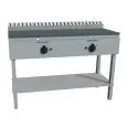 CUOCIPIADINA A GAS - Mod. RAJ2GKGG - Su gambe in acciaio inox - Piana in acciaio inox - N. 2 zone cottura - Portata termica KW 26 - Dimensioni cm L 126 x P 53 x H 85 - Norma CE
