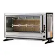 GIRARROSTO VERTICALE ELETTRICO - MOD. ELBA18/PE - CAPACITA' N.18 POLLI - N. 3 aste in tubolare inox mm 12 x 12 Lunghezza cm 96 - Resistenze con relativi interruttori - Allaccio 400 V TRIFASE - Potenza 7,5 Kw - Dimensioni: cm L 112,1 x P 37,1 x 65 h - Norm