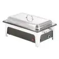 CHAFING DISH ELETTRICO GASTRONORM 1/1 (H mm. 100) CON COPERCHIO NORMALE IN ACCIAIO INOX - ALIMENTAZIONE MONOFASE 230V/1/50Hz - POTENZA Kw 2,2 - DIMENSIONI mm. L 636 x P 357 x 287 h
