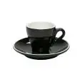 C/6 Tazze Caffè Con Piatto Nero - MEDRI Linea BREAKFAST - Codice 390/390 - Capacità 8 cl  - Imballo confezione da n. 1 Unità