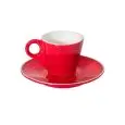 C/6 Tazze Caffè Coniche Con Piatto Rosso - MEDRI Linea BREAKFAST - Codice 761S/2936 - Capacità 8 cl  - Imballo confezione da n. 1 Unità