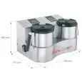CUTTER CON SISTEMA DI COTTURA - Mod. HOTMIXPRO GASTRO TWIN - Multifunzione: mixer, cutter, sistema cottura - Capacità boccale 2 x 2 lt - Temperatura +24°/+190° C - Potenza W 2300 x 2 - Dimensioni cm L 49 x P 37 x 29,6h