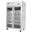 ARMADIO FRIGORIFERO IN ACCIAIO INOX - Mod. MCF8605GR - VENTILATO - CAPACITA' LT 1240 - N. 2 PORTE VETRO - TEMPERATURA 0°/+8°C - Dim. cm L 131,4 x P 80,5 x h 206,5 - Norma CE