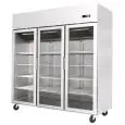 ARMADIO FRIGORIFERO COMPATTO IN ACCIAIO INOX - Mod. YCF9409GR - VENTILATO - CAPACITA' LT 1390 - N. 3 PORTE VETRO - TEMPERATURA -17°/-20°C - Dim. cm L 180 x P 73 x h 195,5 - Norma CE