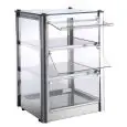 VETRINA ESPOSITIVA NEUTRA - MOD. LC44O - N. 3 RIPIANI ESPOSITIVI - FIANCHI E FRONTALE IN VETRO TEMPERATO - ANTINE IN POLICARBONATO - DIM. Cm L 37 x P 37 x h 54 - NORMA CE