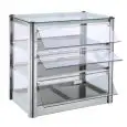 VETRINA ESPOSITIVA NEUTRA - MOD. LC64O - N. 3 RIPIANI ESPOSITIVI - FIANCHI E FRONTALE IN VETRO TEMPERATO - ANTINE IN POLICARBONATO - DIM. Cm L 57 x P 37 x h 54 - NORMA CE