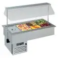 VASCA ESPOSITIVA DA INCASSO REFRIGERATA - MOD. SINFONIA GN - PER GASTRONOMIA - CUPOLA CON SOLLEVAMENTO ELETTRICO - Temp. °C +4/+10 - ALIMENTAZIONE MONOFASE V 230/1/50 Hz - REFRIGERAZIONE STATICA - Gas refrigerante R290 - SBRINAMENTO AUTOMATICO A PAUSA
