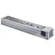 ESPOSITORE VETRINA REFRIGERATA DA TAVOLO - Mod. MIXTO - Temperatura +2°/+10°C - Capacità vaschette GN vari formati - Alimentazione MONOFASE V230/1 - Potenza kW 0,13 - Dimensioni cm. L 183 x P 33 x h 23 - Peso Kg. 22