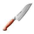 Coltello Santoku Olivato in Acciaio/Micarta - HEZHEN Linea GERMAN STEEL - Codice X02-RS - Altezza 178 - Imballo confezione da n. 1 Unità