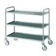 Carrello di servizio tre piani - Mod 1405 - Struttura in acciaio inox - Piani stampati a forma di vassoio - Dimensioni cm L 109 x P 59 x h 95