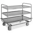 Carrello di servizio per carichi pesanti - Mod. 1407P - Struttura in acciaio inox AISI 304 - piani saldati - 3 piani - piano cm 100 x 60 - portata 200 kg - Dimensioni cm 109 x 69 x 95 h
