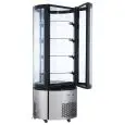 ESPOSITORE REFRIGERATO - Mod. ARC400RC - Base in acciaio - N. 4 ripiani in vetro regolabili - Temperatura +2/+8 °C - Capacità lt 400 - Refrigerazione ventilata - Potenza W 210 - Alimentazione monofase 230V/1/50Hz - Dimensioni cm L 68 x P 68 x 175h - Norma