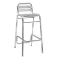 SGABELLO - MOD. ALL09 - STRUTTURA IN ALLUMINIO ANODIZZATO ø 28 x 1,8 mm - DOGHE IN ALLUMINIO - ALTEZZA SEDUTA cm 80 - PER USO ESTERNO - CONFEZIONE DA N. 7 - DIM. cm L 40 x P 35 x h 100 - NORMA CE