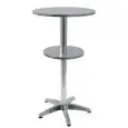 TAVOLO - MOD. MTA016K - BASE IN ALLUMINIO - PIANO IN ACCIAIO INOX ø cm 60 - PIANO INFERIORE ø cm 40 - PER USO ESTERNO - DIM. cm ø 60 x h 112 - NORMA CE