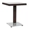 TAVOLO - MOD. CTS0022 - STRUTTURA IN ALLUMINIO DI COLORE BIANCO NERO O MARRONE - RIVESTIMENTO IN FILO DI POLIETILENE - PIANO IN VETRO TEMPERATO - BASE IN ACCIAIO INOX - PER USO ESTERNO - DIM. cm L 70 x P 70 x h 75 - NORMA CE
