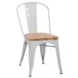 SEDIA - MOD. EM35W - STRUTTURA IN METALLO VERNICIATO - SEDUTA IN LEGNO - ALTEZZA SEDUTA cm 45 - IMPILABILE FINO A 4 PEZZI - PER USO INTERNO - DIM. cm L 36 x P 36 x h 85 - NORMA CE