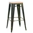 SGABELLO - MOD. MC012DW - STRUTTURA IN METALLO VERNICIATO EFFETTO ANTICATO - SEDUTA IN LEGNO - ALTEZZA SEDUTA cm 76 - IMPILABILE FINO A 4 PEZZI - PER USO INTERNO - DIM. cm L 30 x P 30 x h 76 - NORMA CE