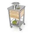 CARRELLO DA CUCINA - mod. 691502 auxilium - in acciaio inox - piano da lavoro in acciaio inox e coperture in carpino bianco - con n.2 cassetti